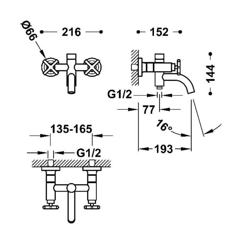 Tres Mont Blanc bateria wannowa z zestawem natryskowym chrom 28317601
