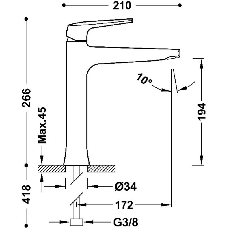 Tres Fuji bateria umywalkowa wysoka chrom 28120301