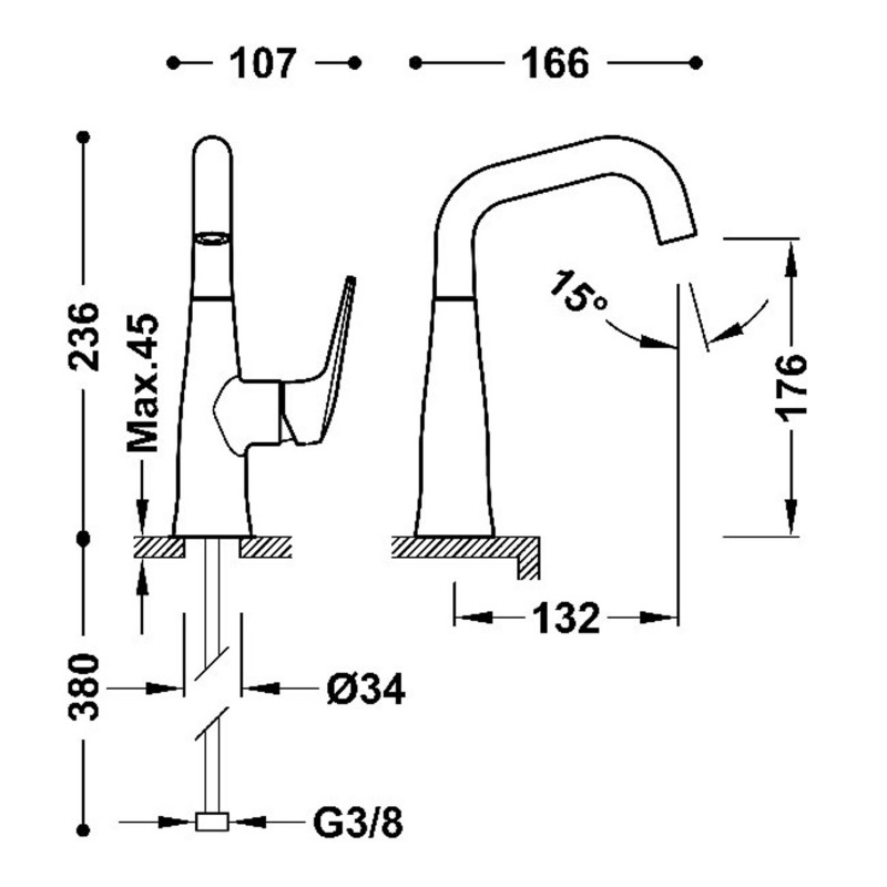 Tres Fuji bateria umywalkowa chrom 28144701