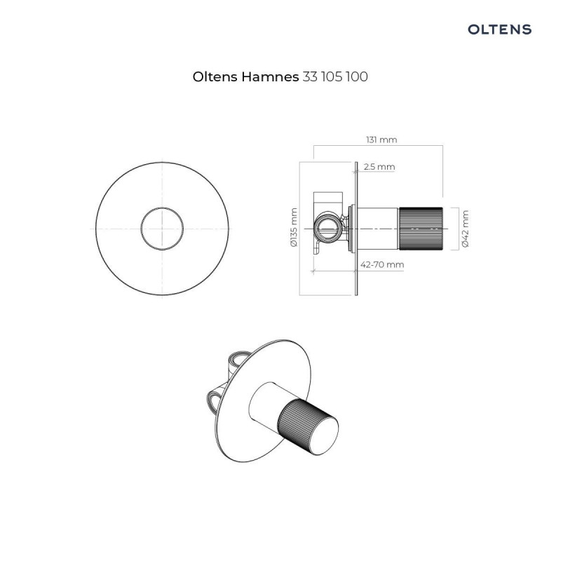 Oltens Hamnes bateria prysznicowa podtynkowa kompletna chrom 33105100