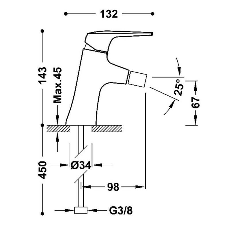 Tres Fuji bateria bidetowa chrom 28112001