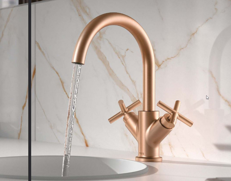 Tres Mont Blanc bateria umywalkowa różowe złoto matowe 28310301OPM