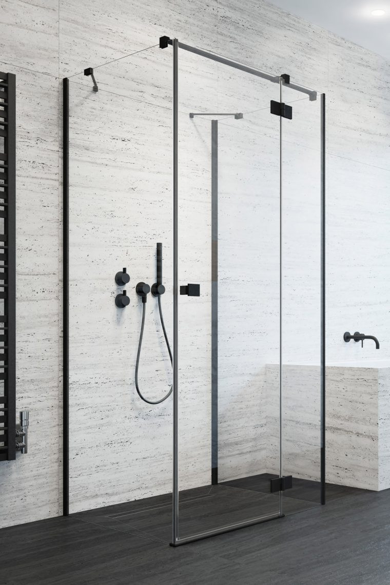 Radaway Essenza Black KDJ+S drzwi otwierane prawe 100 cm do kompletowania ze ściankami czarny przeźroczyste Easy Clean 1385022-54-01R