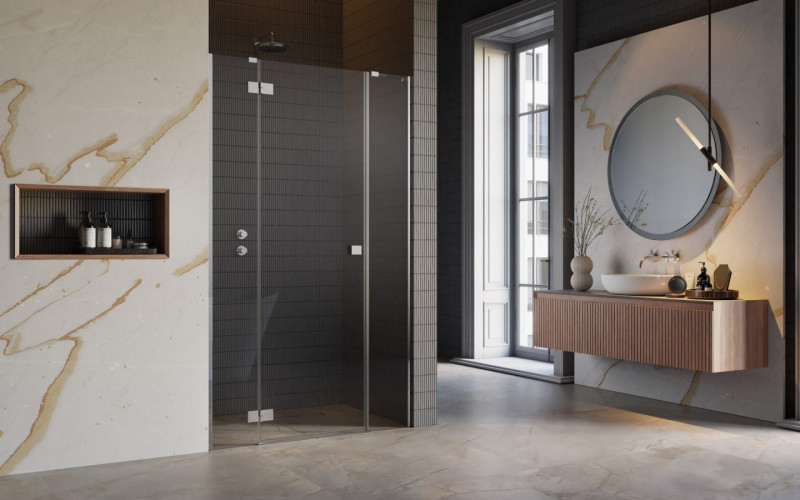 Radaway Essenza DWJS drzwi wnękowe otwierane 120 cm lewe chrom przeźroczyste Easy Clean 1385031-01-01L + 1384090-01-01