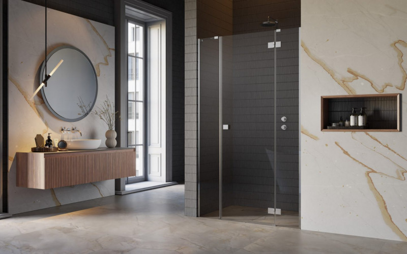 Radaway Essenza DWJS drzwi wnękowe otwierane 140 cm prawe chrom przeźroczyste Easy Clean 1385033-01-01R + 1384090-01-01