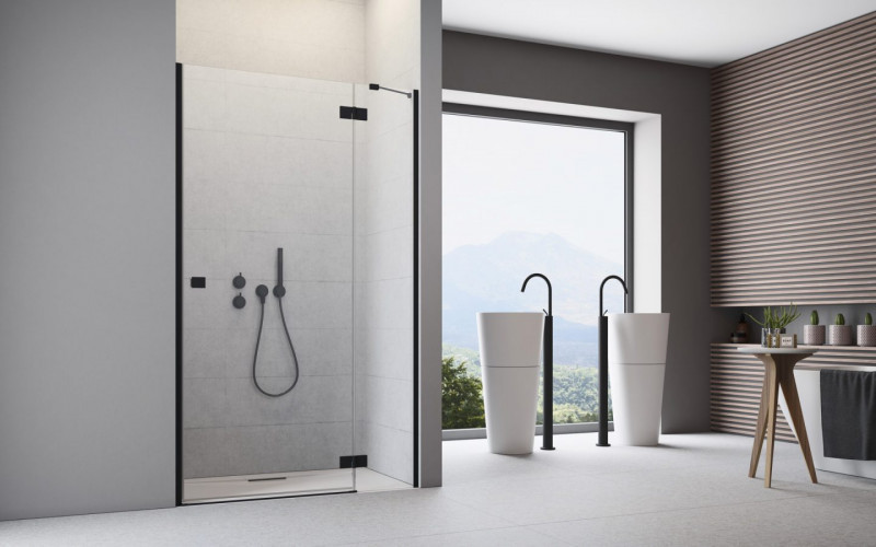 Radaway Essenza DWJ drzwi wnękowe otwierane 120 cm prawe czarny przeźroczyste Easy Clean 1385016-54-01R