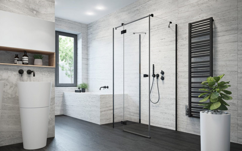 Radaway Essenza Black KDJ+S drzwi otwierane lewe 100 cm do kompletowania ze ściankami czarny przeźroczyste Easy Clean 1385022-54-01L