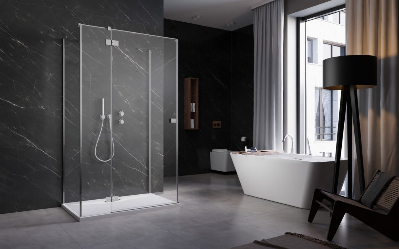 Radaway Essenza KDJ+S drzwi otwierane lewe 80 cm do kompletowania ze ściankami chrom przeźroczyste Easy Clean 1385021-01-01L