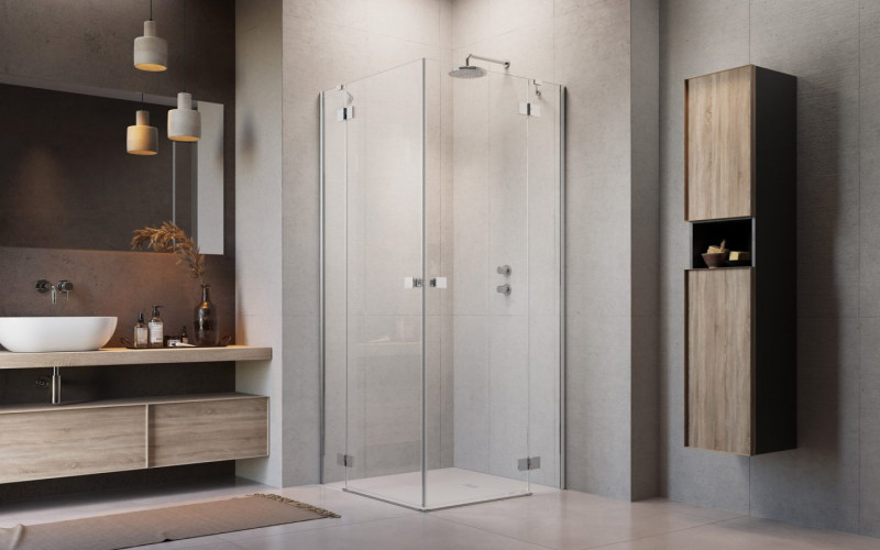 Radaway Essenza KDD kabina kwadratowa 80x80 drzwi otwierane chrom przeźroczyste Easy Clean 1385061-01-01L + 1385061-01-01R