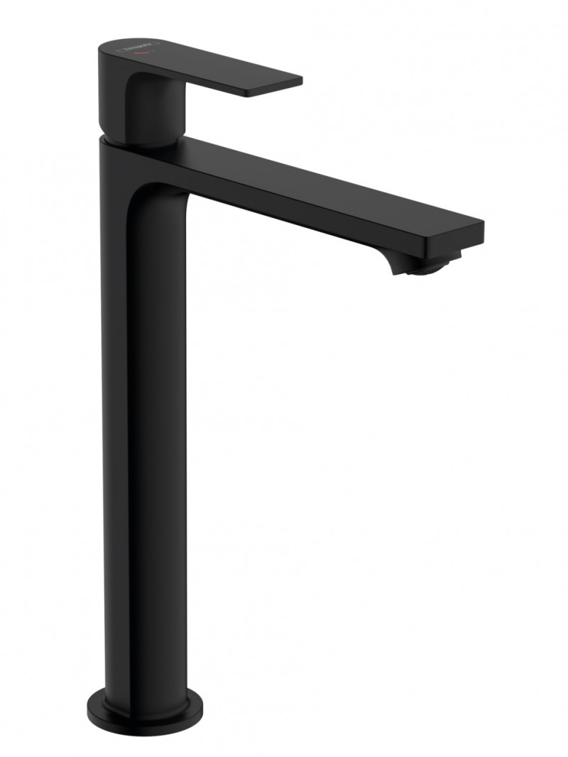 Hansgrohe FinishPlus Rebris E bateria umywalkowa wysoka 240 CoolStart z korkiem czarny matowy 72581670
