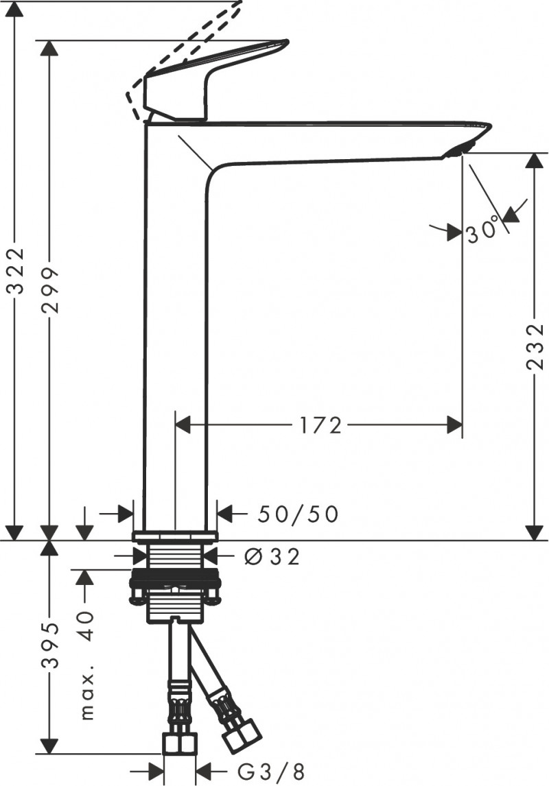 Hansgrohe Logis bateria umywalkowa wysoka 240 Fine bez korka chrom 71258000