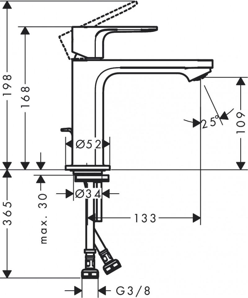 Hansgrohe Rebris E bateria umywalkowa 110 z korkiem automatycznym chrom połysk 72557000