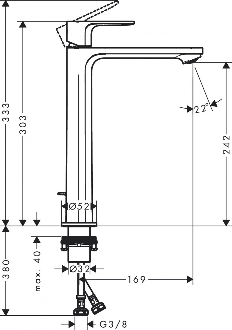 Hansgrohe Rebris S bateria umywalkowa wysoka 240 CoolStart z korkiem automatycznym chrom połysk 72580000