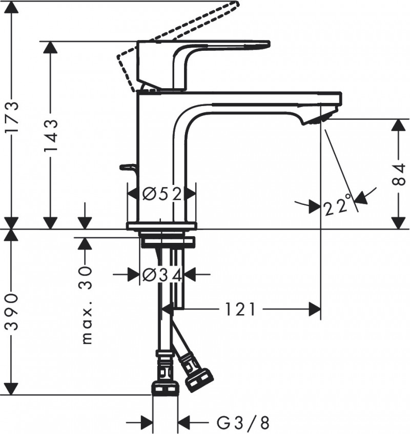 Hansgrohe Rebris S bateria umywalkowa 80 z korkiem automatycznym chrom połysk 72510000