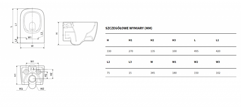 Ecellent Doto S Pure Rim 49 muszla wisząca + deska wolnoopadająca slim biały CEEX.1609.495.WH