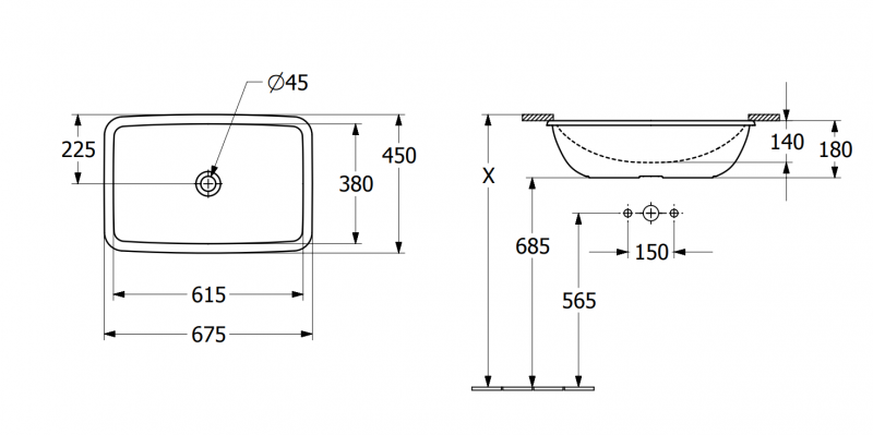 Villeroy&Boch Loop&Friends umywalka podblatowa 61,5x38 biała weiss alpin 4A580101
