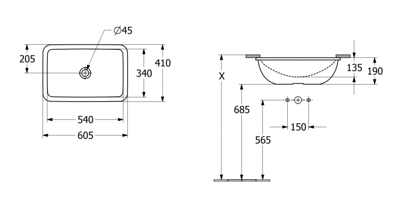 Villeroy&Boch Loop&Friends umywalka podblatowa 54x34 biała weiss alpin 4A570101