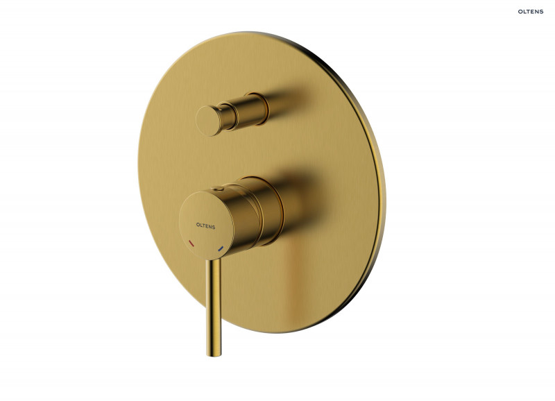 Oltens Molle bateria wannowo-prysznicowa podtynkowa kompletna złoty szczotkowany 34100810