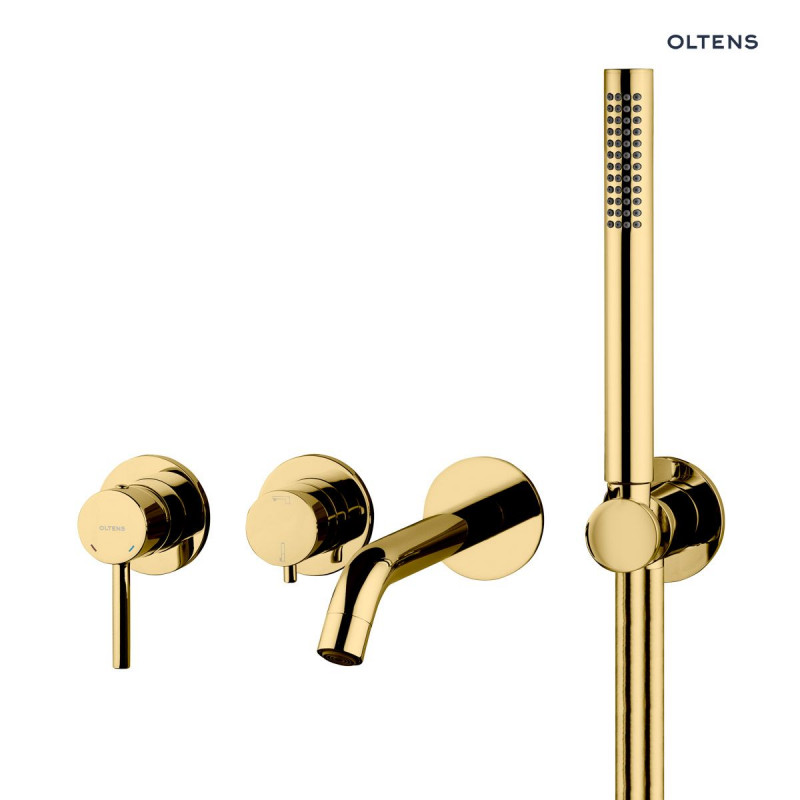 Oltens Molle bateria wannowa podtynkowa 4-otworowa kompletna złoty 34105800