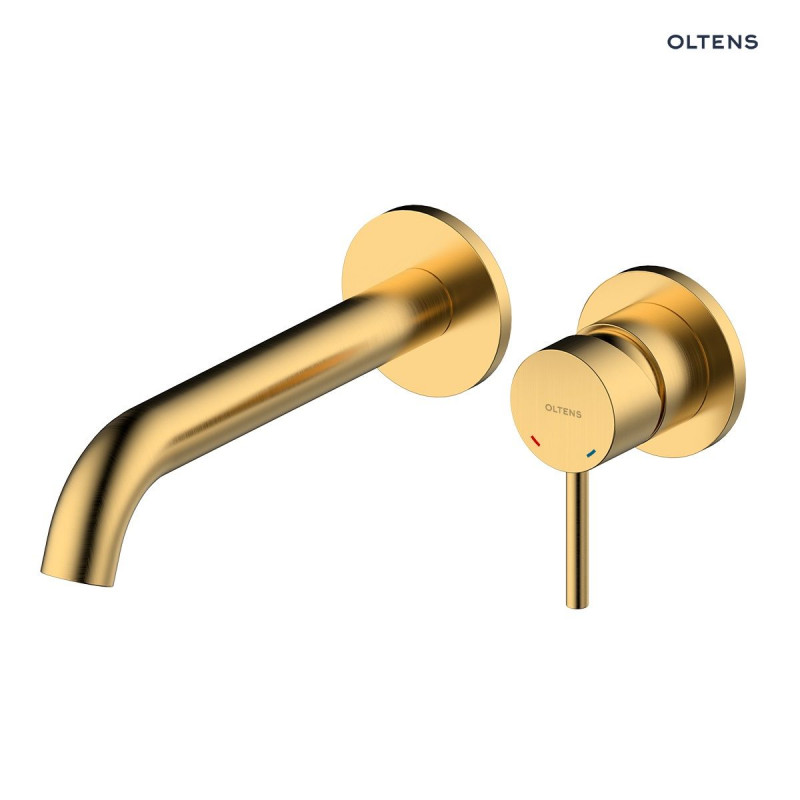 Oltens Molle bateria umywalkowa podtynkowa kompletna złoty szczotkowany 32600810