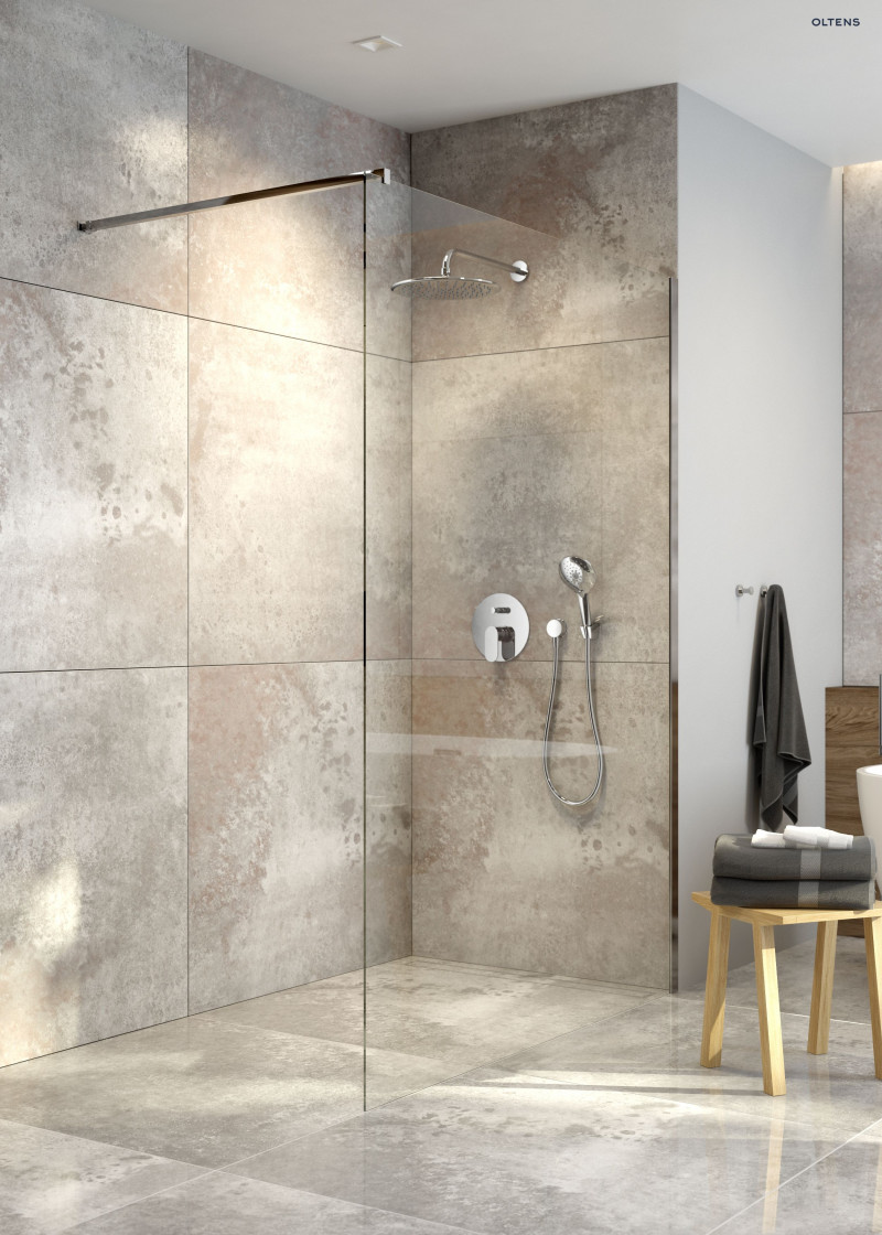 Oltens Vida Walk-in ścianka prysznicowa wolnostojąca 80 cm szkło przezroczyste chrom 22001100