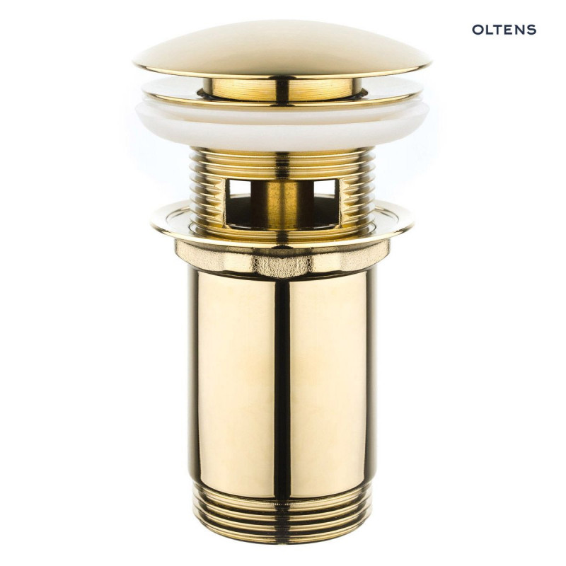 Oltens Halsa korek do umywalki klik klak okrągły z przelewem złoty 05100800