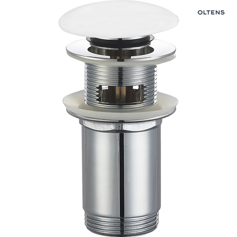 Oltens Halsa korek do umywalki klik klak okrągły z przelewem biały ceramiczny 05102000