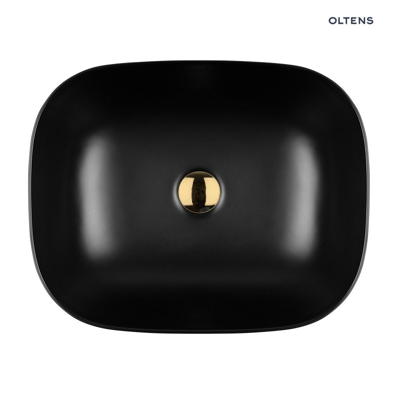 Oltens Hamnes umywalka 46,5x37,5 cm nablatowa z powłoką SmartClean czarny mat 40801300