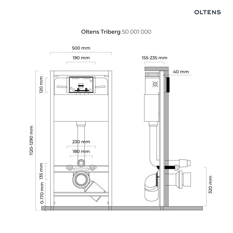 Oltens Triberg zestaw Lule 5w1 stelaż podtynkowy z przyciskiem spłukującym czarny mat 58301300