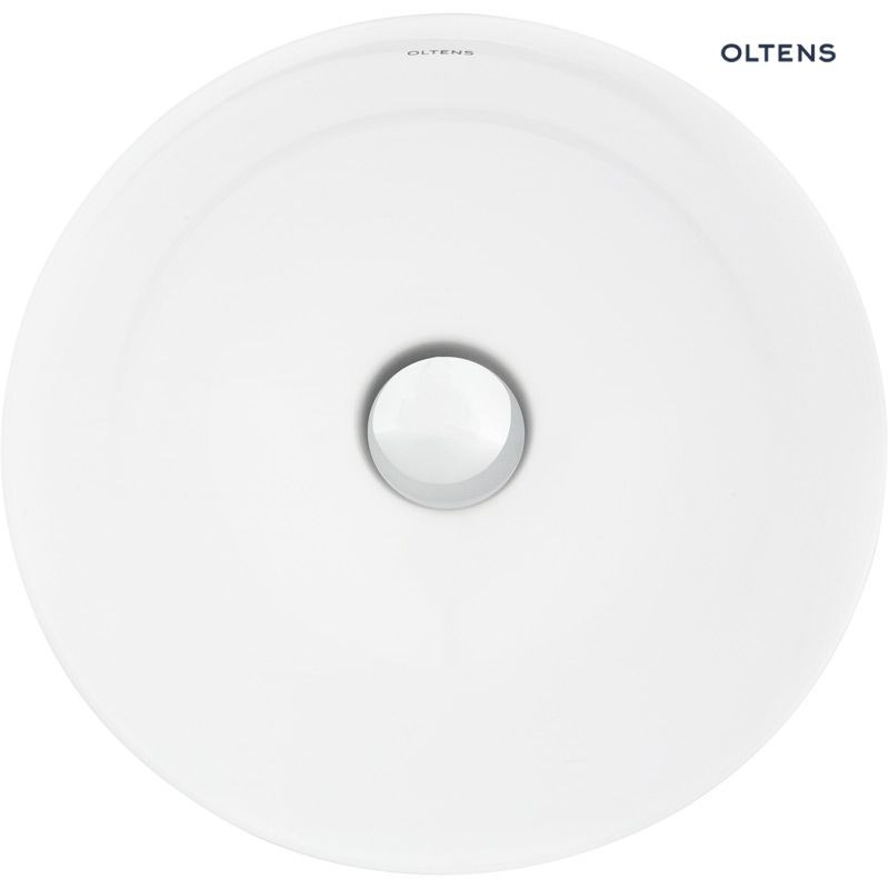 Oltens Jagala umywalka mała misa 32x32 cm nablatowa okrągła z powłoką SmartClean biała 40817000