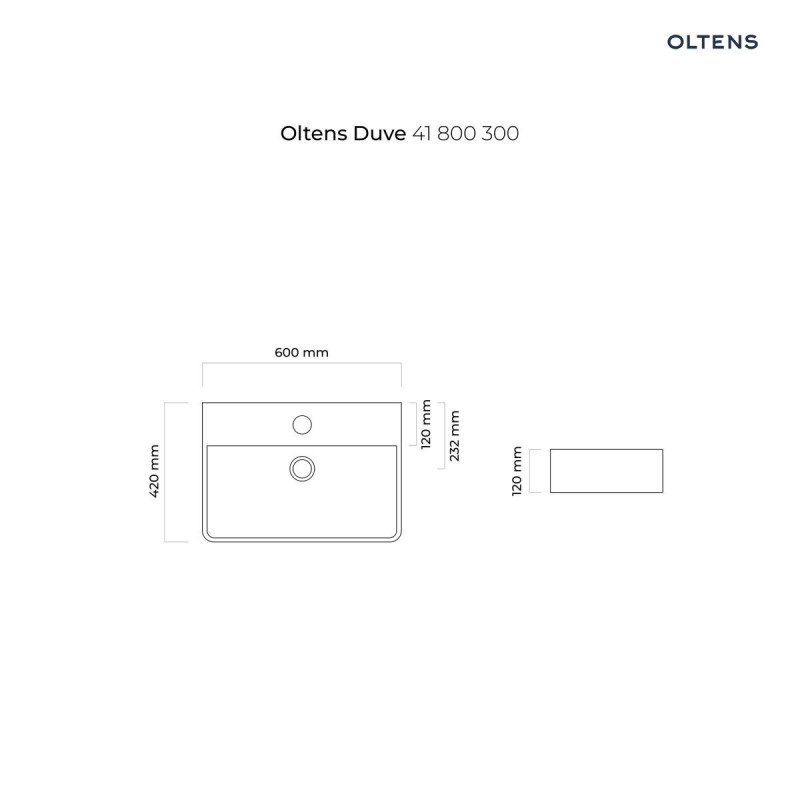 Oltens Duve umywalka 60x42 cm nablatowa prostokątna z powłoką SmartClean czarny mat 41800300