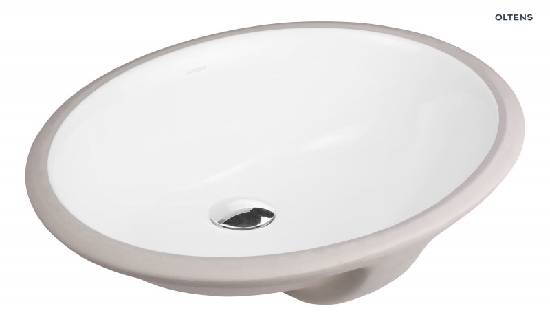 Oltens Mana umywalka 42x34 cm podblatowa owalna z powłoką SmartClean biała 40600000