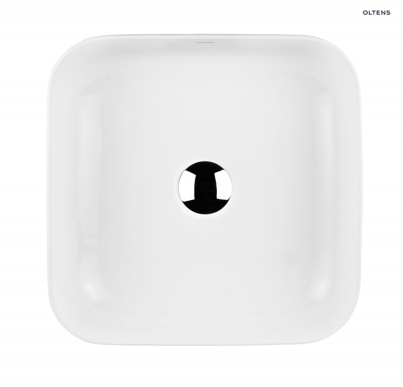 Oltens Hadsel umywalka 38,5x38,5 cm nablatowa kwadratowa z powłoką SmartClean biała 40807000