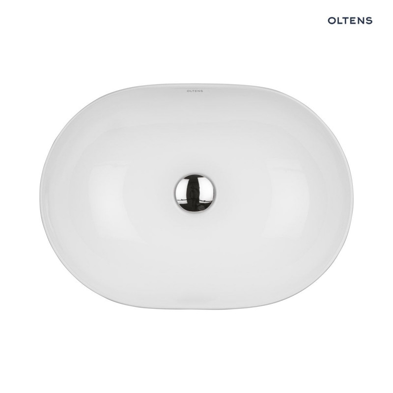 Oltens Hamnes Thin umywalka 49,5x35,5 cm nablatowa owalna z powłoką SmartClean biała 40819000