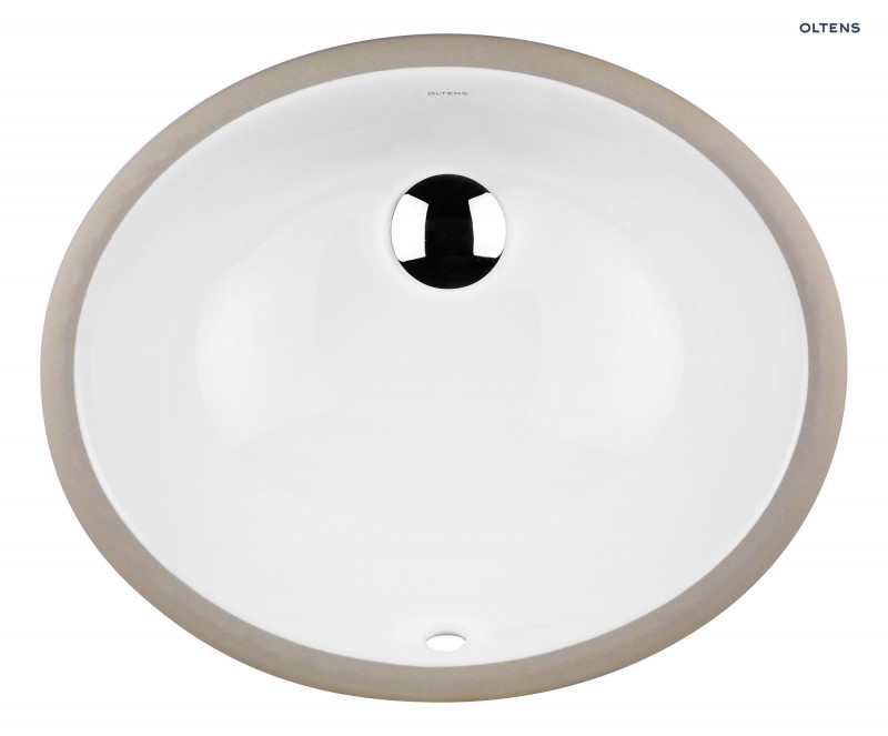 Oltens Mana umywalka 42x34 cm podblatowa owalna z powłoką SmartClean biała 40600000
