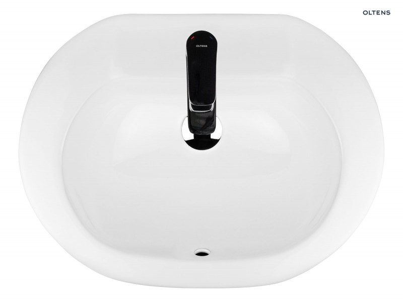 Oltens Asta umywalka 55x42 cm wpuszczana w blat owalna z powłoką SmartClean biała 41702000