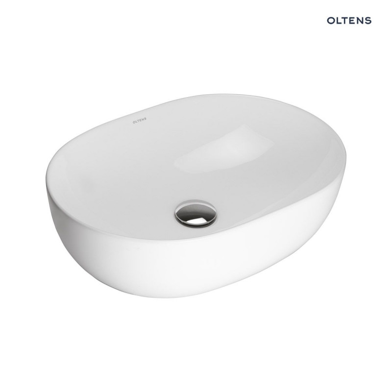 Oltens Hamnes Thin umywalka 49,5x35,5 cm nablatowa owalna z powłoką SmartClean biała 40819000
