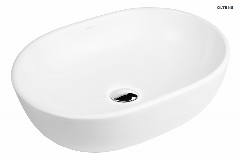 Oltens Hamnes umywalka 48x34 cm nablatowa owalna z powłoką SmartClean biała 40809000