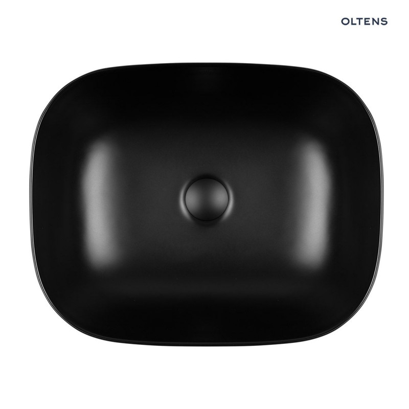Oltens Hamnes umywalka 46,5x37,5 cm nablatowa z powłoką SmartClean czarny mat 40801300