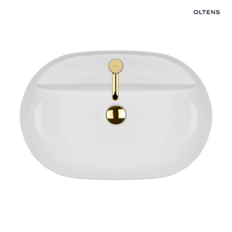 Oltens Hamnes Thin umywalka 62x42 cm stawiana na blat z otworem, z powłoką SmartClean biała 41814000