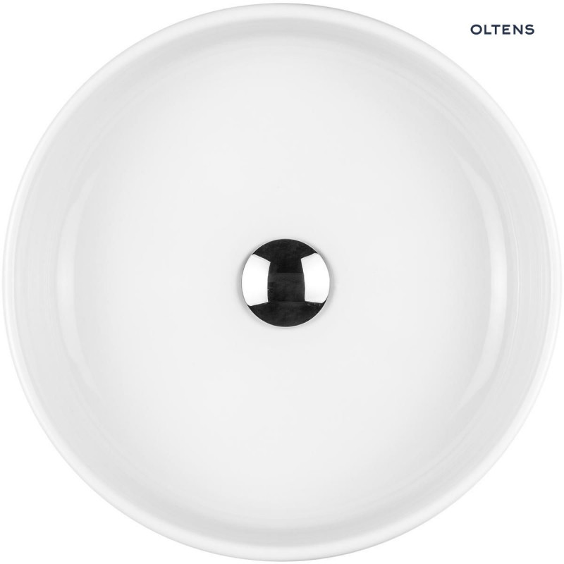 Oltens Fossa umywalka 40 cm nablatowa okrągła z powłoką SmartClean biała 40802000