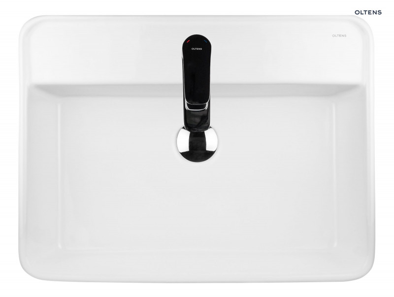 Oltens Duve umywalka 58x43,5 cm nablatowa prostokątna z powłoką SmartClean biała 41812000