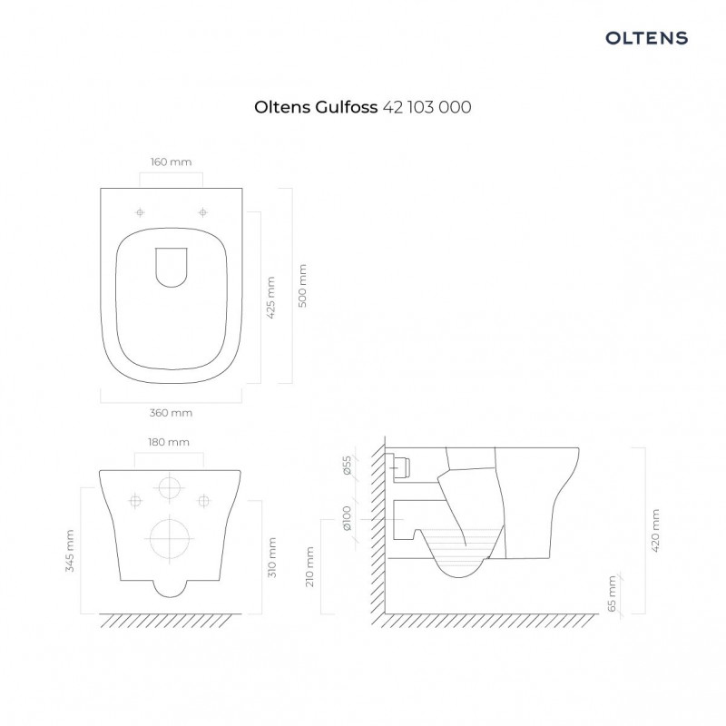 Oltens Gulfoss bidet wiszący z powłoką SmartClean biały 46503000