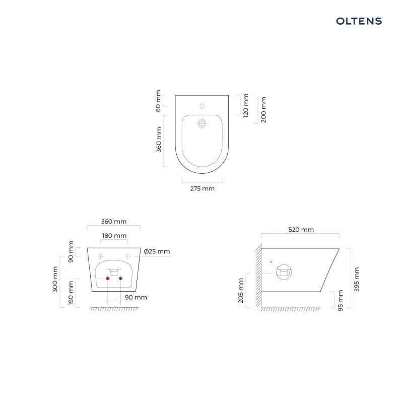 Oltens Jog bidet wiszący z powłoką SmartClean biały 46501000