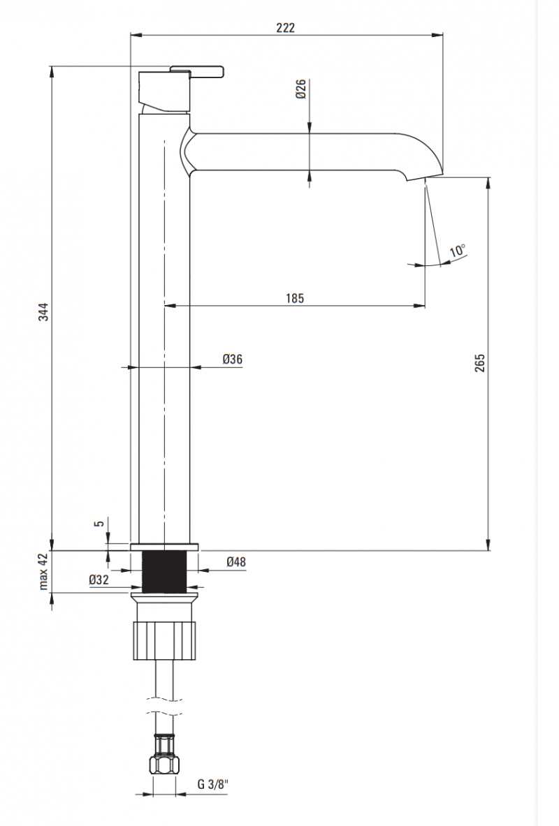Deante Silia bateria umywalkowa wysoka titanium BQSD20K