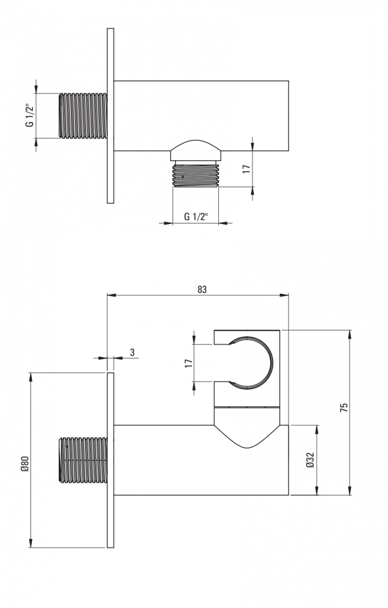 Deante Silia przyłącze kątowe z uchwytem stal szczotkowana NQSF57K