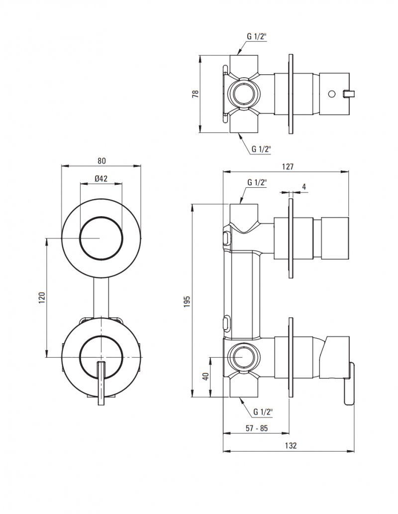 Deante Silia bateria wannowo-prysznicowa podtynkowa titanium BQSD44P