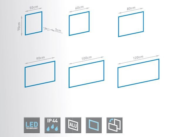 Kraft EVO LED Lustro prostokątne 80x70 cm w podświetlanej ramie aluminium LED biały mat