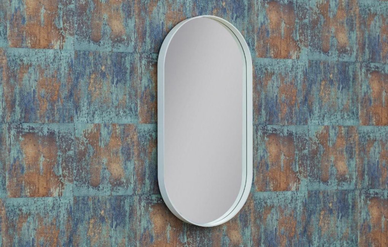 Kraft Maja Lustro owalne 50x100 w aluminiowej ramie biały mat