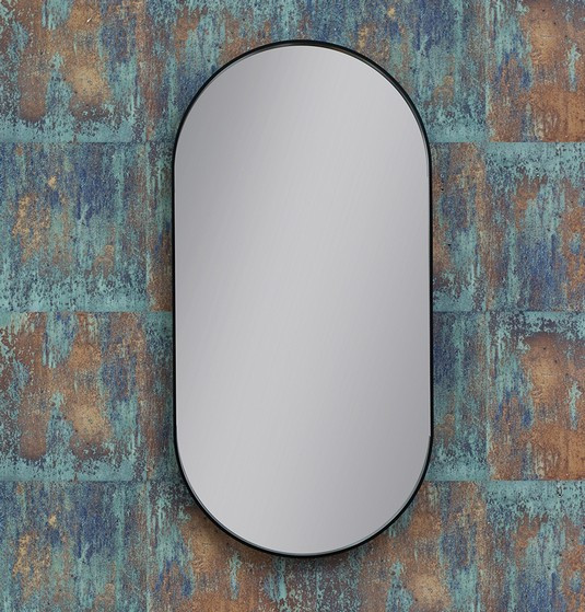 Kraft Maja AMB Lustro owalne 50x100 z podświetleniem LED w aluminiowej ramie czarny mat